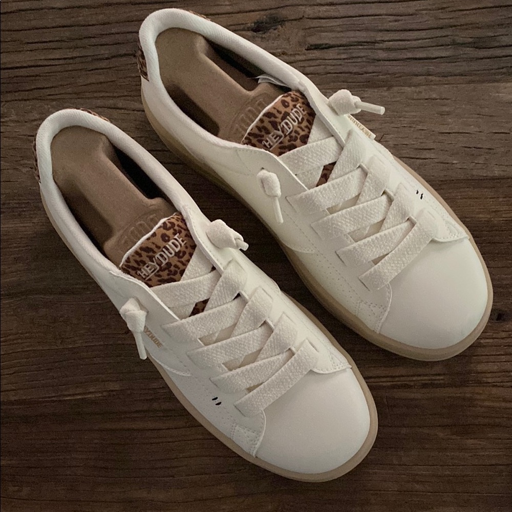 Hey Dude Women's White Casual Sneakers-Leopard